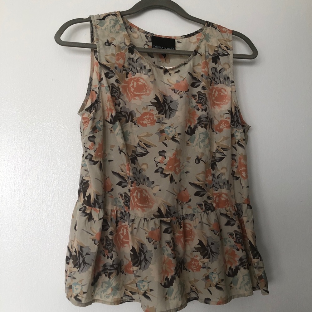 Cynthia Rowley Floral Sleeveless Peplum Top